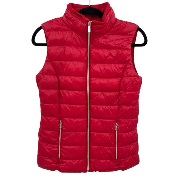 197. Calvin Klein Mixed Media Quilted And Knit Gorpcore Puffer Vest Red XS - Picture 1 of 11
